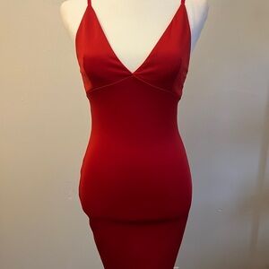 Elegant Red Spaghetti Strap Dress